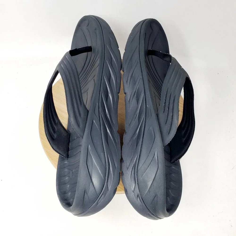 Hoka Ora Recovery Flip Sandals Mens 10 Black Pool Beach Comfort Slip On Shoes